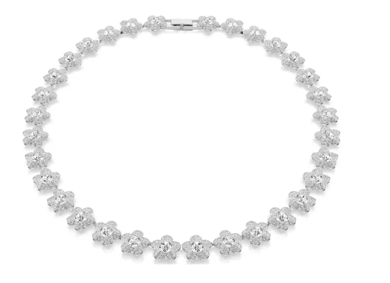 Swarovski  Ariana Grande x Swarovski Halskette, Rundschliff, Blume, Weiß, Rhodiniert